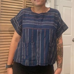 🐰Scoop neck tie side shirt